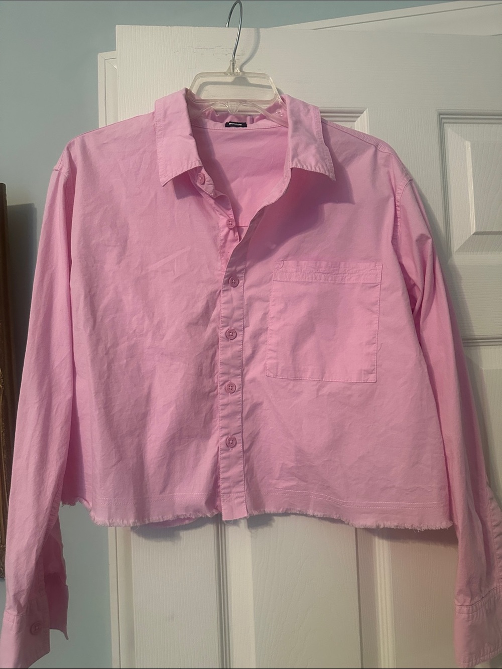 Monrow Pink Cropped Button-Down Shirt for Kids